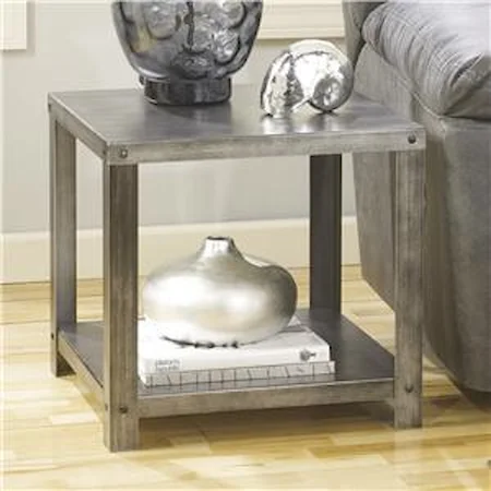 Square Industrial Metal End Table